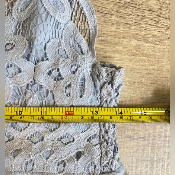Light Blue Chrysanthemum Embroidered Strappy Cotton Lace Dress Size Large - Picture 5 of 8